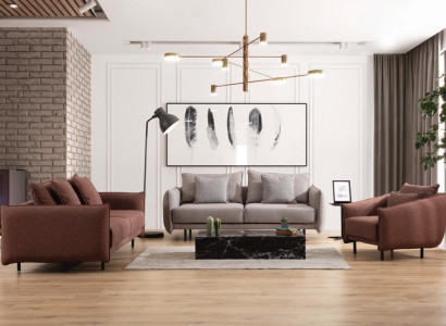 Armchair 3+3+1 Seater Luxury Sofa Brown Sofa Set Sofas Fabric Design